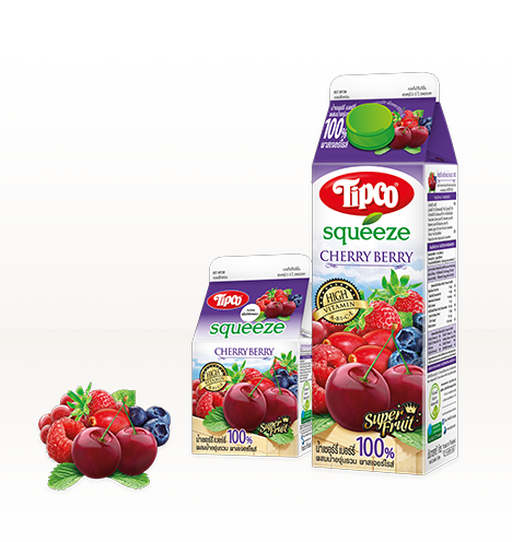 Tipco Squeeze 100% Pasteurized Cherry Berry Mixed & Grape Juice