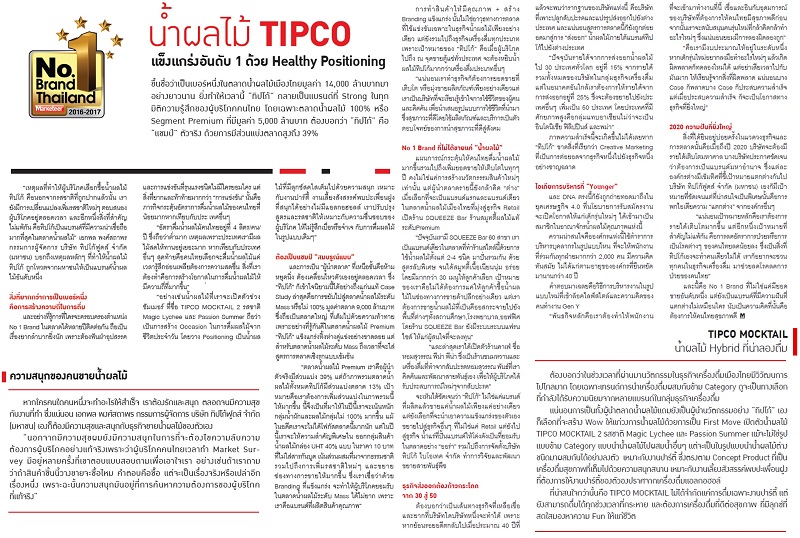 Marketeer Magazine (March 2017) น้ำผลไม้ Tipco แข็งแกร่งอันดับ 1 ด้วย Healthy Positioning